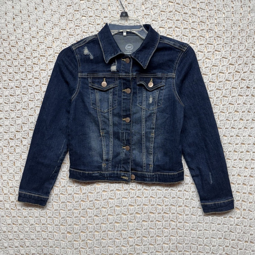 Wonder Nation Denim Jacket Girls Sz L 10-12 Blue Jean Pockets